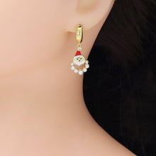 Load image into Gallery viewer, Gold Silver Pearl Santa Claus Christmas  Earrings, Sku#A264