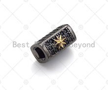 Load image into Gallery viewer, Star/Lion Head Bead,Tube Spacer Bead, Black CZ Pave Tube Spacer Beads for Men/Women Jewelry Making, 7x14mm, ML19C