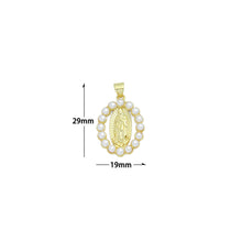 Load image into Gallery viewer, White Pearl Round Virgin Mary Oval Charm Pendant, Sku#LD703