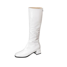 Load image into Gallery viewer, Women's Chunky Heel Square Toe Over-the-Knee Boots – PU Leather Back Zipper Thigh High Boots