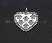Load image into Gallery viewer, CZ Micro Pave North Star On SIlver Heart Shape Pendant, SKU#F1246