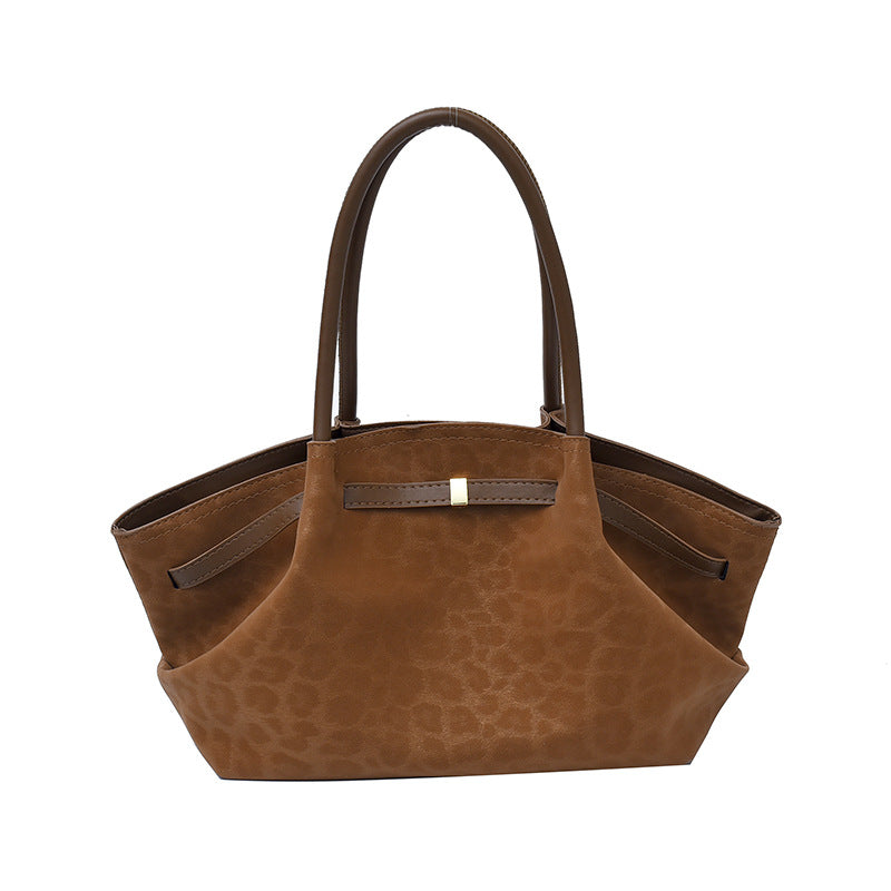 Women's Retro Suede Tote Handbag - Quilted Shoulder Bag with Patchwork Detail