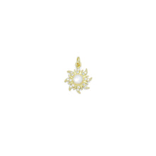 Load image into Gallery viewer, Clear CZ Gold Moonstone Sunflower Charm Pendant, Sku#LK1165
