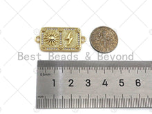 Load image into Gallery viewer, 18k Gold Medallion Rectangle Charms, Gold Bar Connector,  Star Moon Hamsa Eye Boy Girl Medallion Charm,16x32mm, Sku#LK152