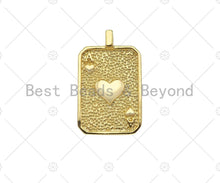 Load image into Gallery viewer, 18K Dainty Gold Ace of Spade Pendant, Peach Heart Charm, sku#LK228