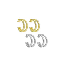Load image into Gallery viewer, Gold / Silver Double Link Hoop Stud Earrings, Sku#A260