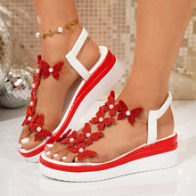 Load image into Gallery viewer, Women's Bow-tie Wedge Platform Sandals | Rhinestone Peep-toe Slip-on