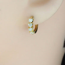 Load image into Gallery viewer, Gold Silver String Heart CZ Huggie Earrings, Sku#A123