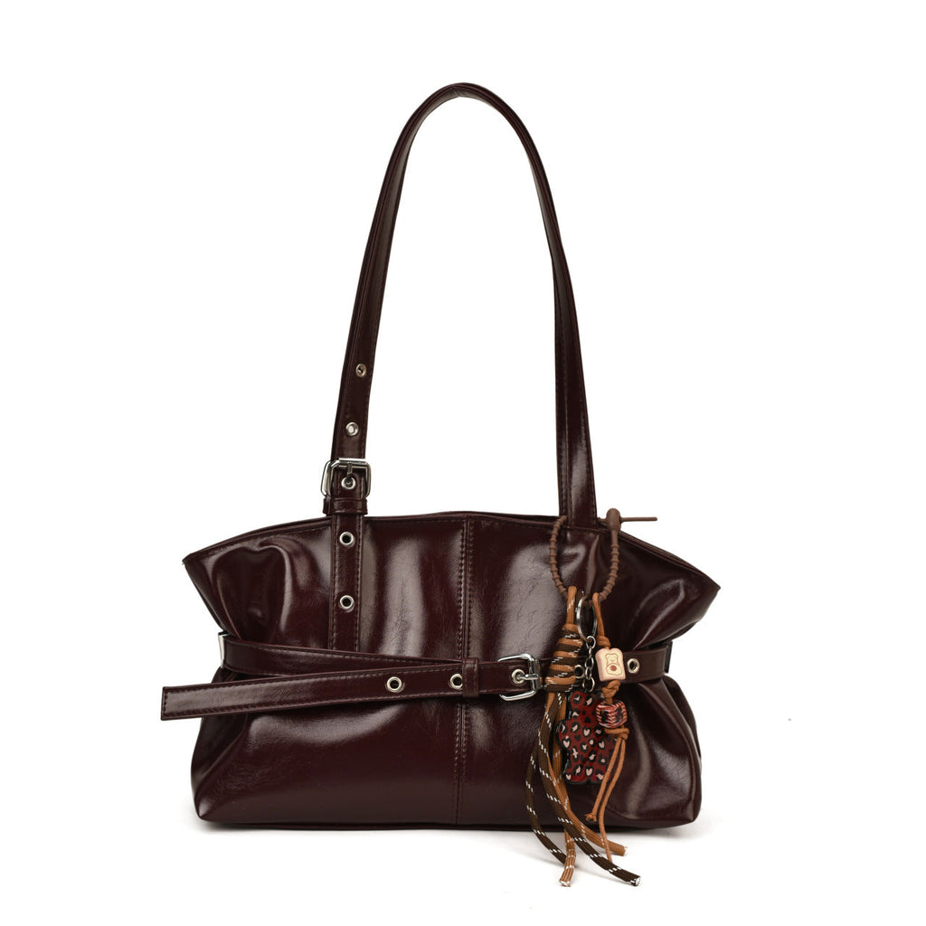 Premium Textured Oil-Waxed Leather Crossbody Bag