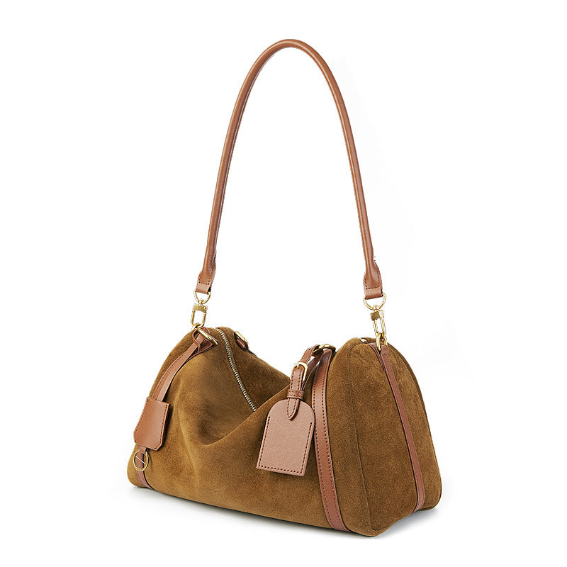 Deerskin Suede Crossbody Shoulder Bag – Genuine Leather Women's Handbag
