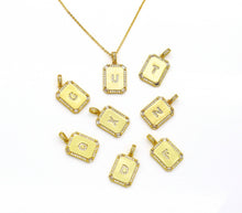 Load image into Gallery viewer, Gold Filled Tile Initial Letter Necklace, Peronalized Necklace, Sku#CL25