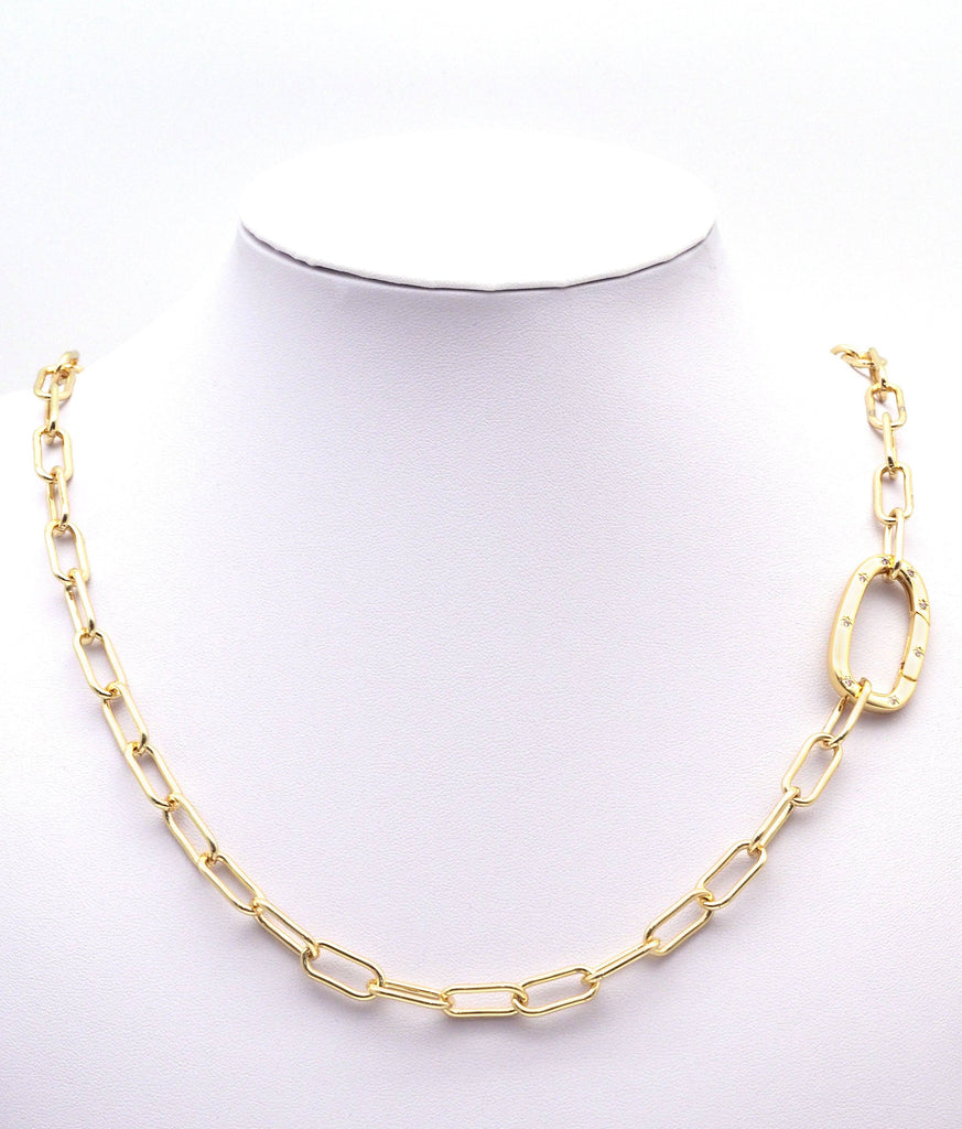 CZ Oval Gold Clasp , Sku#ML64
