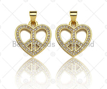 Load image into Gallery viewer, CZ Micro Pave Pearce Heart Charm/Pendant, Heart Charm,Peace heart Pave Pendant, Gold plated heart ,17mm, Sku#LK78