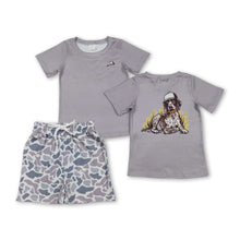 Load image into Gallery viewer, Short sleeves dog top grey camo shorts kids boys clothing