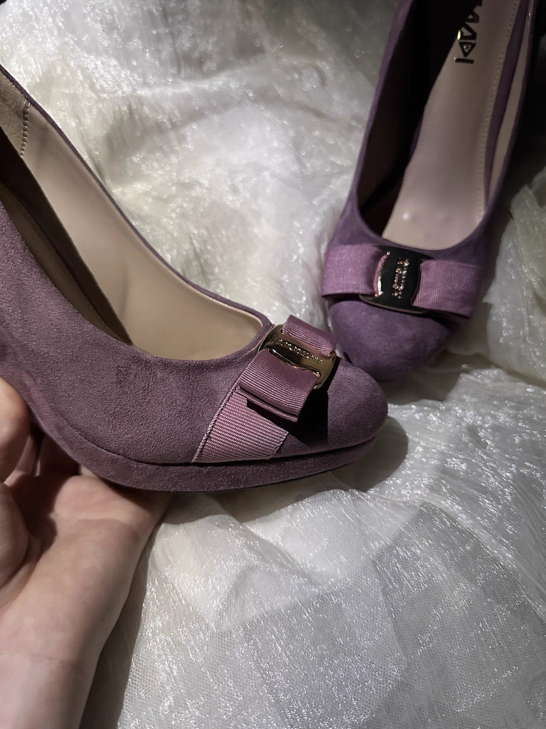 French-Style Vintage Suede Wedge Heels with Metal Buckles - Women's Platform Shoes