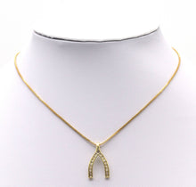 Load image into Gallery viewer, Gold Baguette CZ Wishbone Charm, Sku#LX106