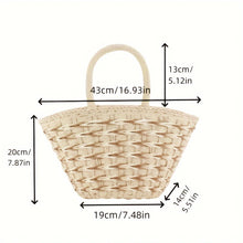 Load image into Gallery viewer, Handwoven Straw Beach Basket Bag - Color Block Shoulder Tote for Women