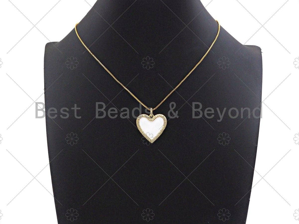 Black White Red Enamel Heart with CZ Micro Pave SKU#L326