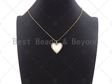 Load image into Gallery viewer, Black White Red Enamel Heart with CZ Micro Pave SKU#L326