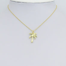 Load image into Gallery viewer, Gold Silver Coconut Palm Tree Charm Pendant, Sku#A486