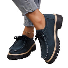 Load image into Gallery viewer, Women's Lace-Up British Striped Loafers | Cow Suede Leather Shoes