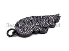 Load image into Gallery viewer, 18x44mm CZ Clear/Black Micro Pave Wing Pendant, Wing Shaped Pave Pendant, Gold/Rose Gold/Silver/Gunmetal plated,18x44mm, Sku#F421