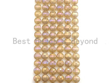 Load image into Gallery viewer, Mystic Plated Gold Agate Checkerboard Cut Coin Shape beads, 6mm/8mm Turtle Shell Cut Gold Agate, 15.5" Full strand, Sku#UA33C