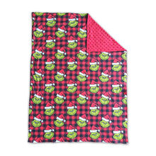 Load image into Gallery viewer, Plaid green face milk silk minky blankets