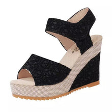 Load image into Gallery viewer, Women's Cutout Platform Sandals | Waterproof Open-Toe Cowhide Heels