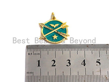 Load image into Gallery viewer, Colorful Enamel Arrows On Round Coin Pendant,CZ Micro Pave Oil Drop pendant,Enamel pendant,Enamel Jewelry,21x21mm,sku#Z521