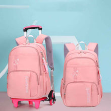 Load image into Gallery viewer, Kids Rolling School Backpack with Wheels - Removable Trolley Luggage Bag for Students