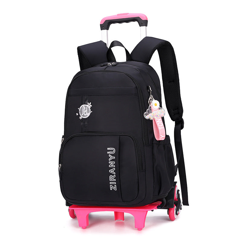 Kids Rolling School Backpack with Wheels - Removable Trolley Luggage Bag for Students