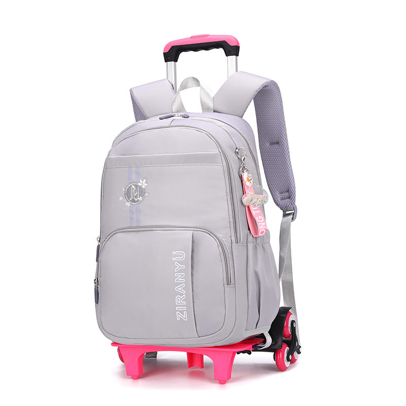 Kids Rolling School Backpack with Wheels - Removable Trolley Luggage Bag for Students