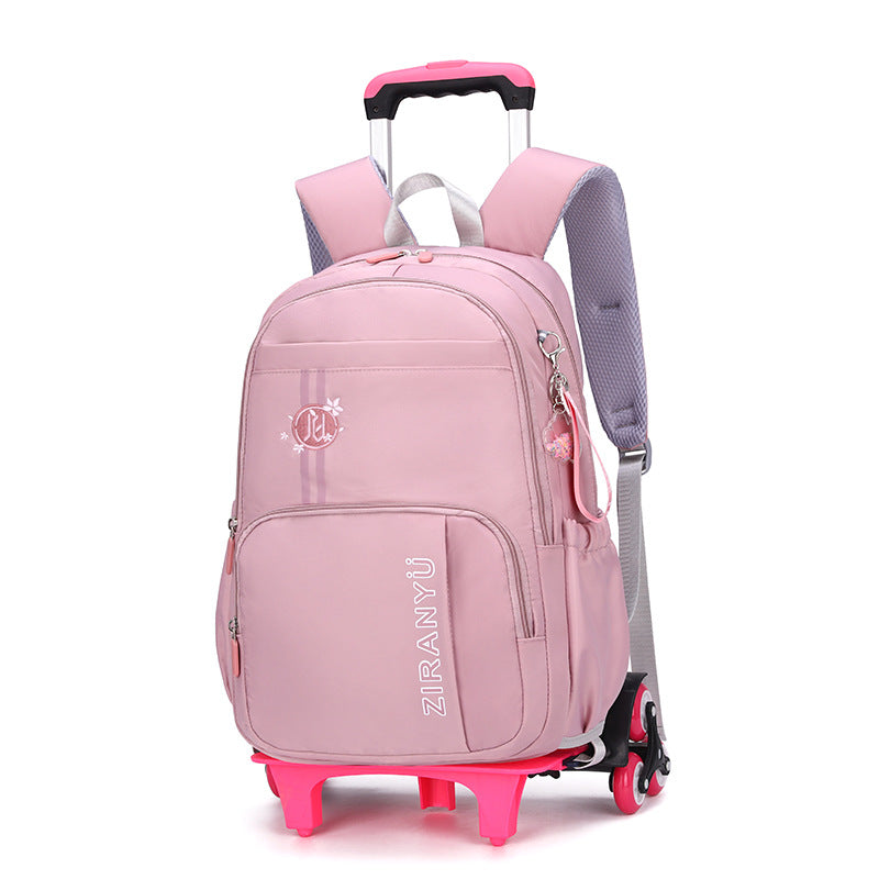 Kids Rolling School Backpack with Wheels - Removable Trolley Luggage Bag for Students