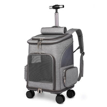 Load image into Gallery viewer, Space Capsule Pet Carrier Backpack with Wheels - Airline Approved Cat Dog Travel Trolley Bag