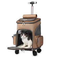 Load image into Gallery viewer, Space Capsule Pet Carrier Backpack with Wheels - Airline Approved Cat Dog Travel Trolley Bag