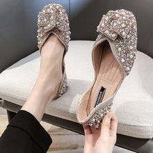 Load image into Gallery viewer, Women's Beaded Square-Toe Flat Shoes | PU Upper Wide-Width Comfort Flats