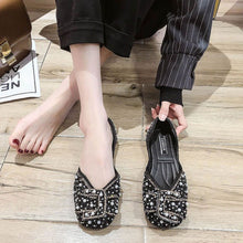 Load image into Gallery viewer, Women's Beaded Square-Toe Flat Shoes | PU Upper Wide-Width Comfort Flats