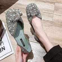 Load image into Gallery viewer, Women's Beaded Square-Toe Flat Shoes | PU Upper Wide-Width Comfort Flats