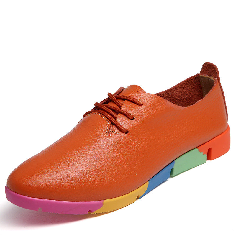 Pointed Toe Leather Flat Shoes