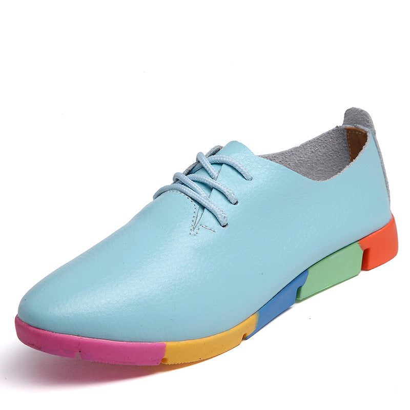 Pointed Toe Leather Flat Shoes