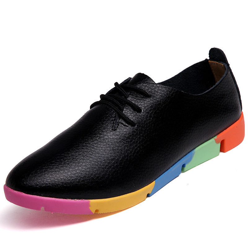 Pointed Toe Leather Flat Shoes