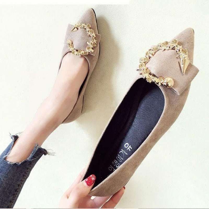 Women's Pointed-Toe Flat Shoes | Soft Slip-On Cotton Flats