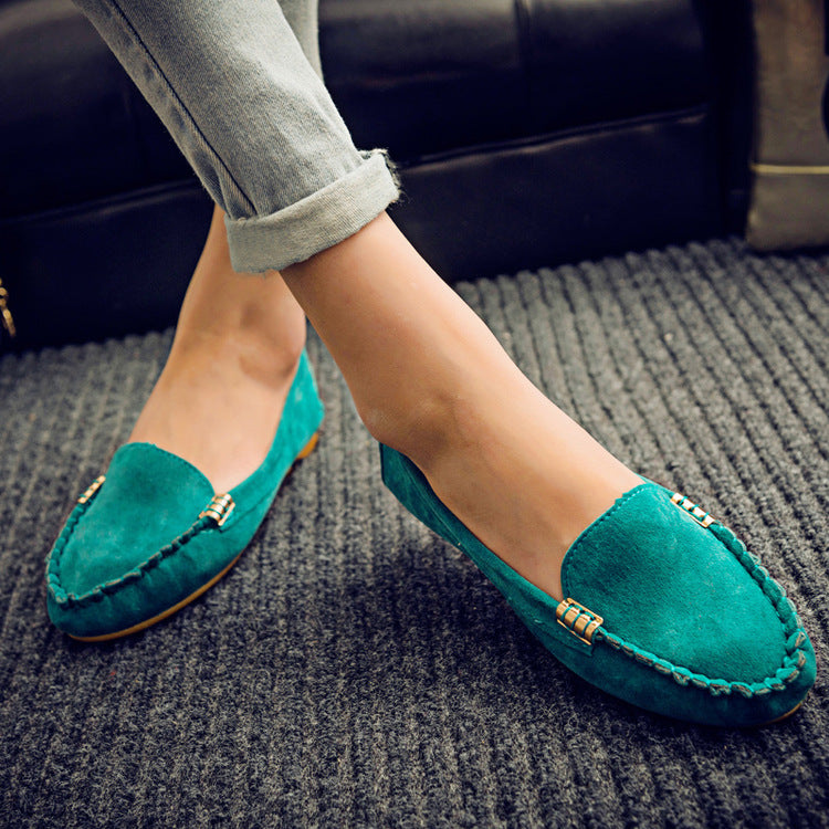 Women's Round-Toe Slip-On Flats | PU Leather Casual Pea Shoes