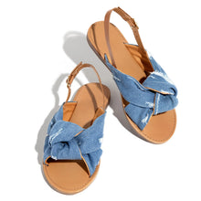 Load image into Gallery viewer, Women's Denim Flat Sandals | Open-Toe Beach Slippers