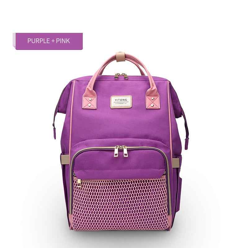 Maternity Diaper Backpack - Large Capacity Waterproof Oxford Nappy Bag with Anti-Theft Pocket & Stroller Straps