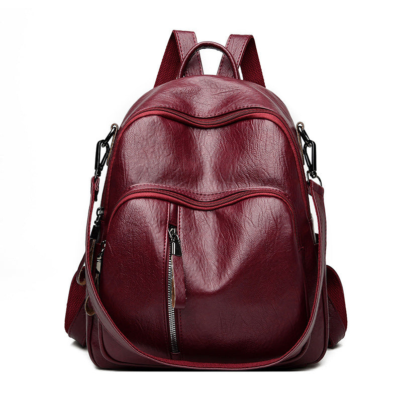 Women's Korean Fashion PU Leather Backpack | Casual Travel Daypack with Multiple Compartments