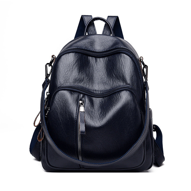 Women's Korean Fashion PU Leather Backpack | Casual Travel Daypack with Multiple Compartments