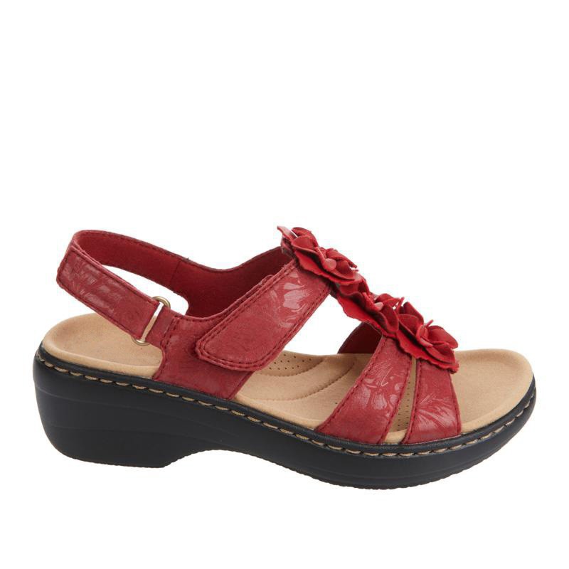 Women's Floral Wedge Sandals – Patent Leather Peep Toe Hollow Design with Velcro Strap