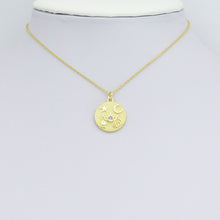 Load image into Gallery viewer, Gold Evil Eye star moon hamsa hand On Round Coin Charm Pendant,Sku#LX867